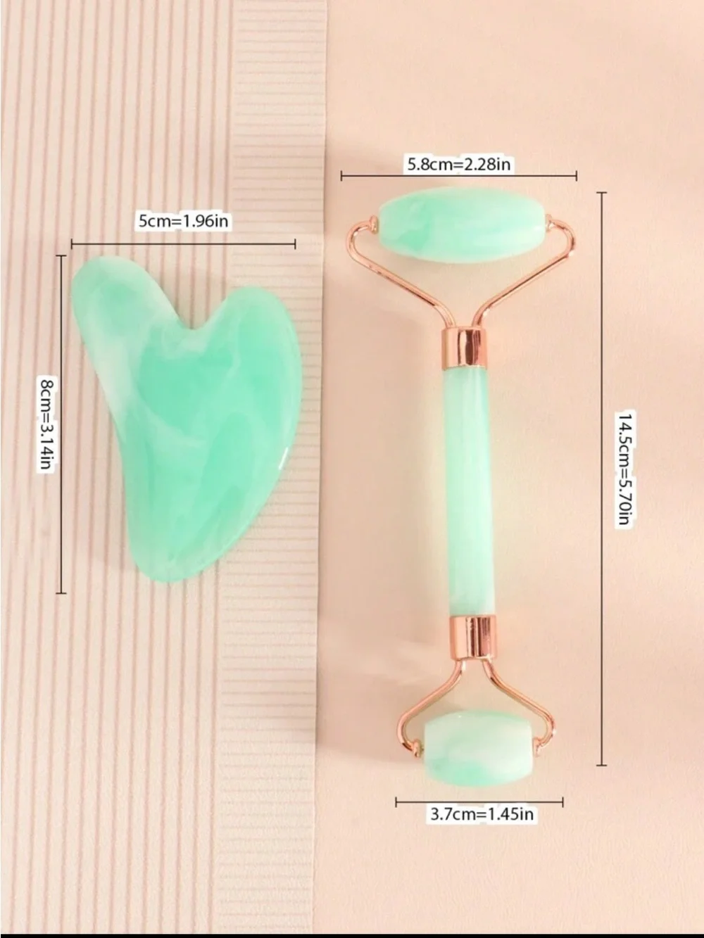 Facial New Jade Roller & Gua Sha Set in Mint Green